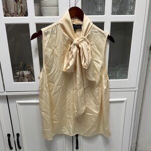 Eloquii Cream Sleeveless Blouse with Bow